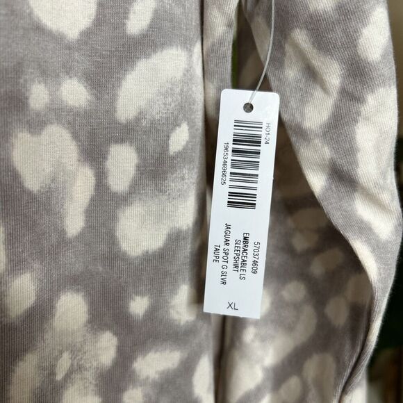 Soma Sleepshirt Long Sleeves Jaguar Print Taupe Color Size XL NEW - Picture 6 of 7